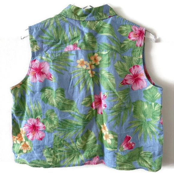 Lauren Ralph Lauren Linen Tropical Blouse Size 12 - Picture 2 of 3